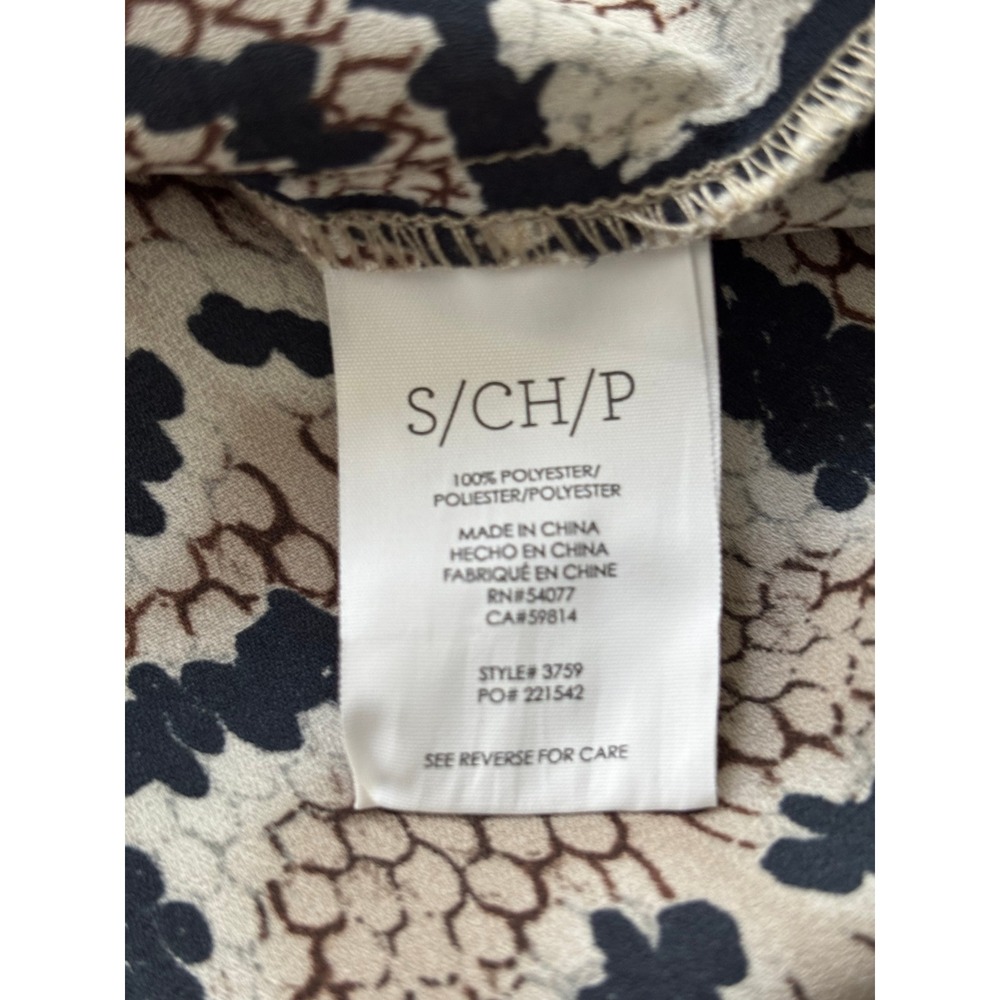 Cabi Serpentine Blouse 3759 Snakeskin Print Ruffle Neck Top Small Neutral - Picture 5 of 6